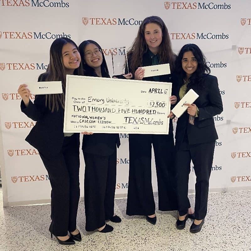 2024 UT-Austin National Women’s Case Competition, 2nd Place: Jenny Jiang 26BBA, Catherine Ly 26BBA, Kara Swain 24BBA, Lavenia Dalan 26BBA