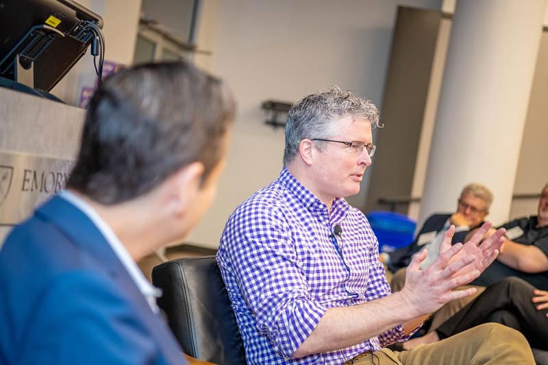 Chris Cocks talks data analytics with Dean Gareth James at the 2024 IMPACT Showcase